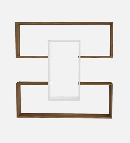 Image of MIZZ Multipurpose Modular Wall Racks /Shelves /Organiser /Decor Particle Board Wall Shelf (Number of Shelves - 6, Beige, White)