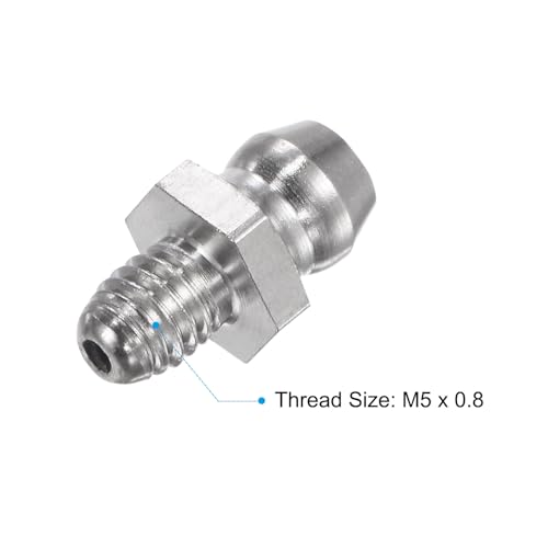 Image of uxcell 4Pcs Metric Stainless Steel Straight Grease Fitting M5 x 0.8mm Thread Hydraulic Grease Fitting Accessories