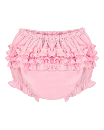 Carriage Boutique Baby Ruffle Panty Diaper Covers For Girls - Classic Baby Bloomers for Baby Girls - Diaper Cover White/Pink