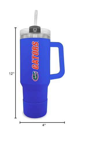 Image of Campus Colors Florida Gators 40 oz Tumbler with Handle and Straw - Royal | Officially licensed Florida Gators insulated tumbler - Go Gators; vacuum-sealed stainless steel; straw included