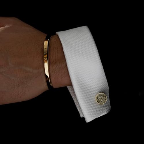 Mancuernillas para Hombre Oro Textura Retro Tejida miniatura 6