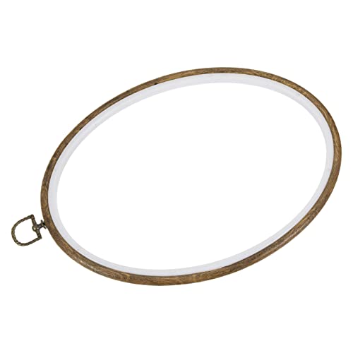 Image of MECCANIXITY Embroidery Hoop Frame 11x8 Inch Oval Imitated Wood Cross-Stitch Ring for Art Craft Sewing Ornament