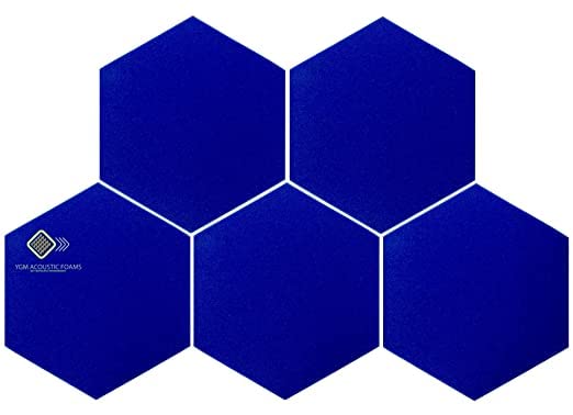 Image of YGM Acoustic Foams Professional Hexagon Acoustic Foam Panels, Absorption Panel, 12 X 12 X 1 inch High Density Edge Wall Tiles for Acoustic Treatment (Blue, Set of 10)