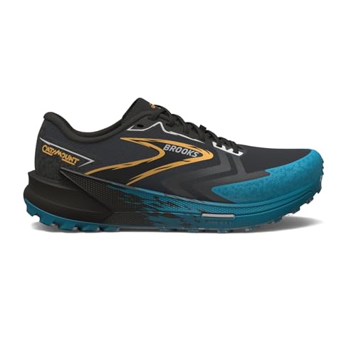 Brooks Men's Catamount 3 Trail Running Shoe - Ebony/Mosaic Blue/Orange - 8 Medium