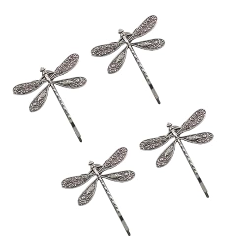 4 pinzas para el pelo de libélula plateada, estilo retro antiguo, tocado de novia, accesorios para el cabello para niñas, mujeres, señoras, horquillas francesas