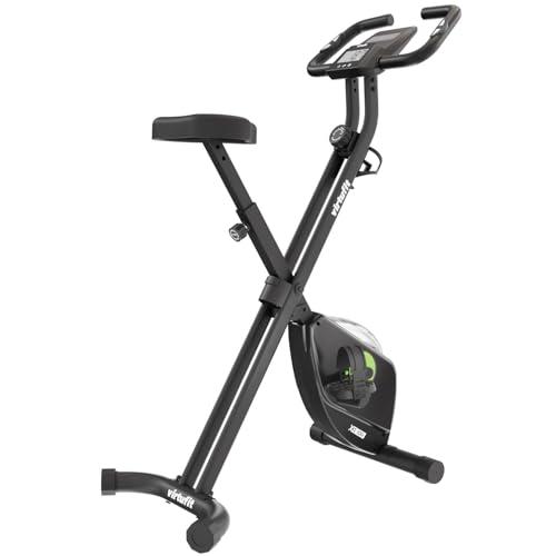 VirtuFit XB100i Klappbarer Heimtrainer – Stabiler & sicherer Fitnessbike – Höhenverstellbarer Sattel – Pulssensoren – Multifunktionsdisplay – Transportrollen - Rückenlehne muss separat bestellt werden