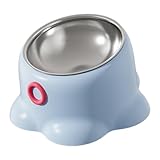 Leefasy Tilted Cat Feeder Bowl Food Dispenser Living Room Home Travel Indoor Watering Feeding Dish Cat Food Bowl for Pets Small Dogs, Blue
