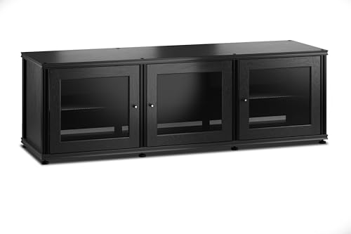 Salamander Designs Synergy 237 Audio Video Component Cabinet with Wood Frame Doors, Black Oak with Black Posts