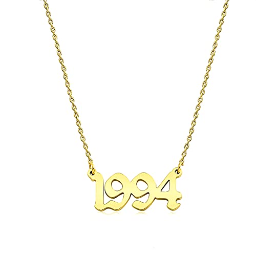 Ovian Birth Year Number Necklace for Women 18K Gold Plated Stainless Steel Birthday Pendant Necklace Memorable Anniversary Jewelry