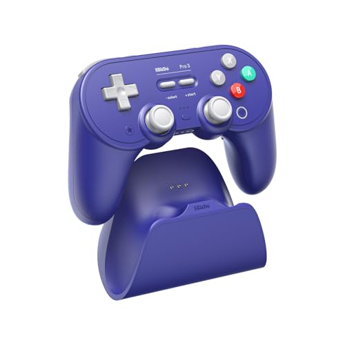 undefined 8BitDo Pro 3 BluetoothコントローラーSwitch/Switch 2用-TMRジョイスティック、交換可能なABXYボタン、プロ仕様のバックボタン、充電ドック、ホールエフェクトトリガー、Windows、Apple、SteamOS、Androidに対応(Purple) の商品画像 1