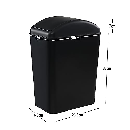 Caneca de basura rectangular negra con tapa abatible miniatura 2