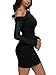 REORIA Womens Long Sleeve Mini Dress One Shoulder Sheer Mesh Ruched Bodycon Off Shoulder Sexy Short Dresses 2025 Fall Outfits Black Onyx Large