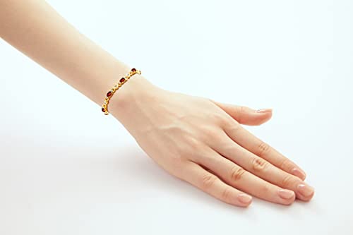 Image of Rylos Bracelets for Women Yellow Gold Plated Silver XOXO Hugs & Kisses Tennis Bracelet Gemstone & Diamonds Adjustable to Fit 7 inch-8 inch Wrist, 10 Gorgeous 6X4MM Jewelry for Women Friendship Bracelets