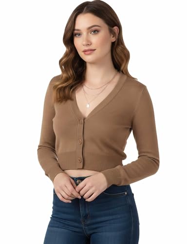 Image of Allsense Women's Cropped Bolero Shrug Cardigan | 3 /4 Sleeve, Button Down, Lightweight Knit Sweater
