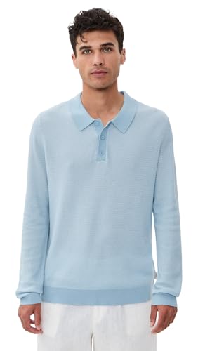 Men's Cotton Textured Knit Long Sleeve Polo