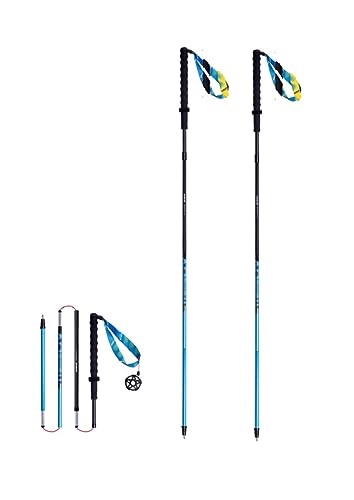 AONIJIE Bastones de trekking plegables, ligeros de aluminio, 110/120 cm, ultraligeros para correr, AONIJIE (azul, 120 cm)