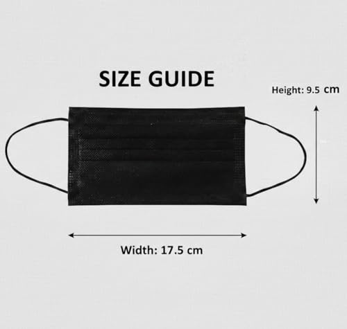 Disposable Black Face Masks: 3 Ply High Filtration & Dustproof Mouth Cover Covering – Protective Breathable Masks For Men Women – Outdoors Indoors Workplace Shops - Image 4