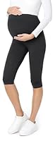 Be Mammy 3/4 Umstandsleggings Kurz aus Baumwolle Bequeme und blickdichte Schwangerschaftsleggings Umstandsmode BE20-229 (Schwarz, M)