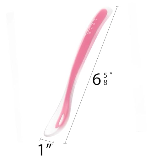 Gum Friendly Soft Silicone Baby Spoons, 4-Pack, First Stage Feeding Spoon Gift Set for Baby Girls BPA Lead Phthalate and Plastic Free, Pink/Purple