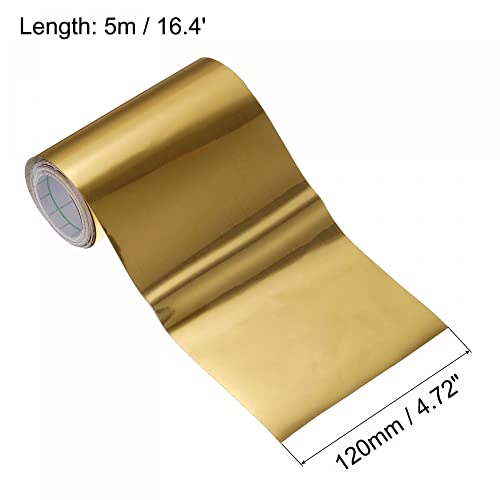 Image of uxcell Waterproof Peel and Stick Decorative Tape Self Adhesive 4.72 inch W x 16.4'L PVC Removable Tape for Wall Edge Glossy Gold Tone (Thickened Style)