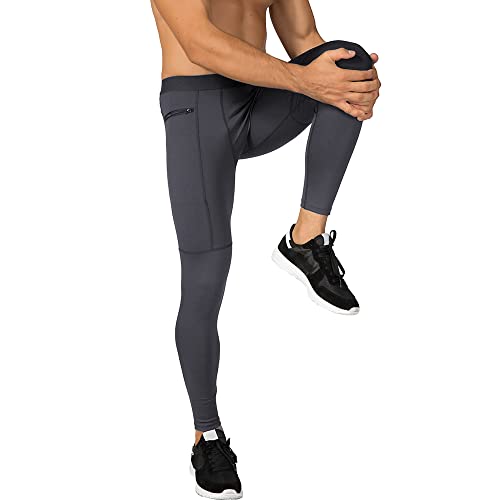 Wragcfm Compression Tights Men,Mens Leggings Yoga Pants Workout Running Sports Basketball Biker Leggings Compression Tights For Men With Pockets Grey,Xl #TOP4