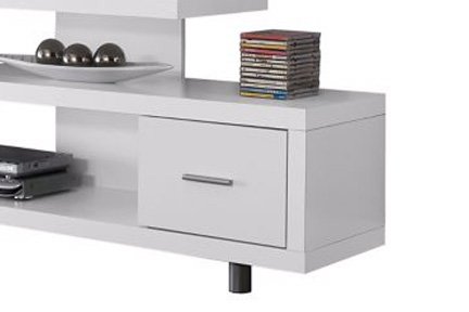 Image of APRODZ Solid Wood Albi TV Unit with 1 Drawer & Shelf Storage Entertainment Unit Center Console TV Table for Living Room Furniture (White Finish)