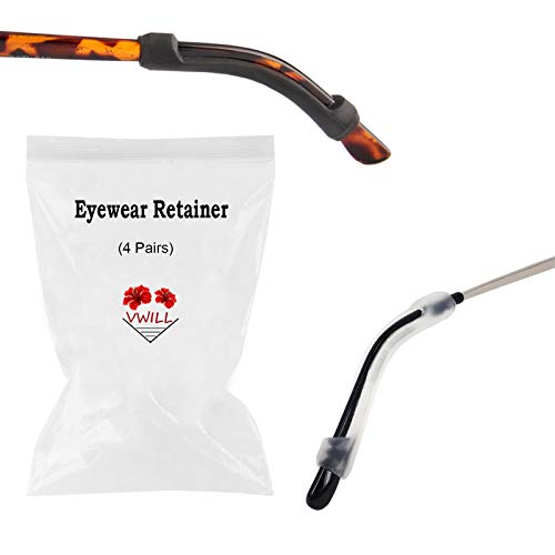 halamodo 4 Pairs Soft Silicone Eyeglasses Sleeve Retainer Anti-Slip Comfortable Elastic Ear Grip Hook for Sunglasses Glasses Spectacle Eyewear