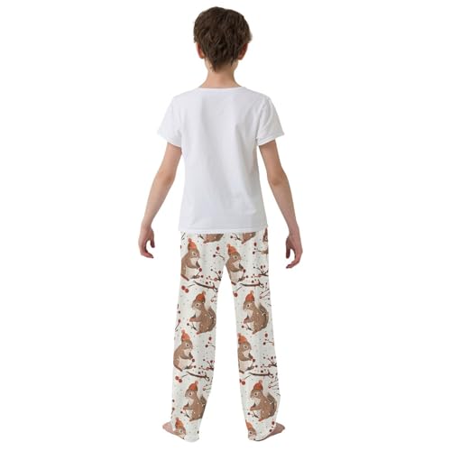ZZXXB Lovely Squirrel with Hat Boys Long Pants Soft Trousers Elastic Waist Kids Lounge Bottoms with Pockets S-XL3