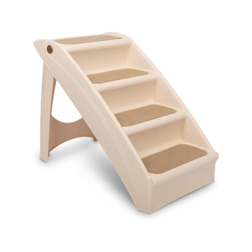 PetSafe CozyUp Folding Dog Stairs - Pet Stairs for Indoor/Outdoor at Home or Travel - Dog Steps for High Beds, Sofa with Siderails, Non-Slip Pads - Durable, Support up to 200 lbs - Extra Large, Tan - image 1