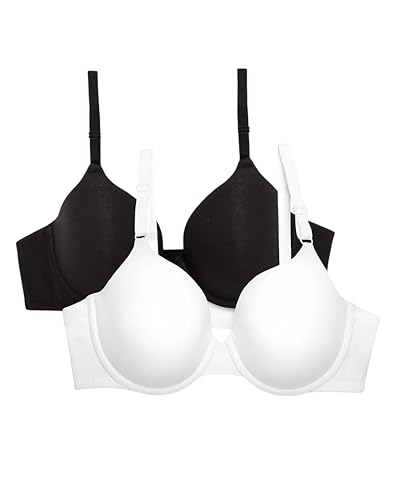 Fruit of The Loom Womens T-Shirt Bra, White/Black Hue, 36C US