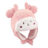 ABOOFAN Hiver Bébé en Peluche Bois Dessin Animé en Forme de L' Oreille Chapeau Caps- Animal en Peluche Chapeau Chaud Hiver Joli Chapeau de Ski Bonnet Adapté pour Bébé Vêtements D' Hiver