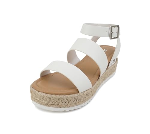 Image of Soda Top Shoe Bryce Open Toe Buckle Ankle Strap Espadrilles Flatform Wedge Casual Sanda