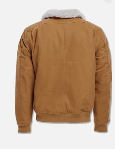 Men's Wheat Work Jacket with Shearling Collar and Hidden Front Pockets3