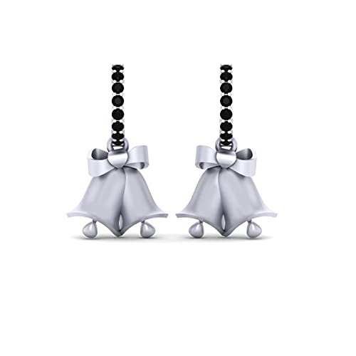 Créoles argent 925 massif avec pendentif grelot en diamant noir cré