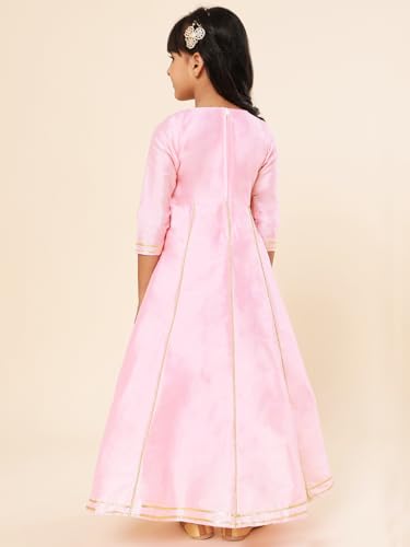 Image of A.T.U.N. (ALL THINGS UBER NICE) Girls Woven Design Gota Jacket Maxi Anarkali Gown