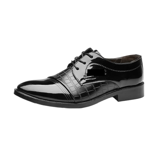 Dress Shoes for Men Men's Patent Leather Oxford Dress Shoes Lace-up Pointed Toe Business Formal Footwear