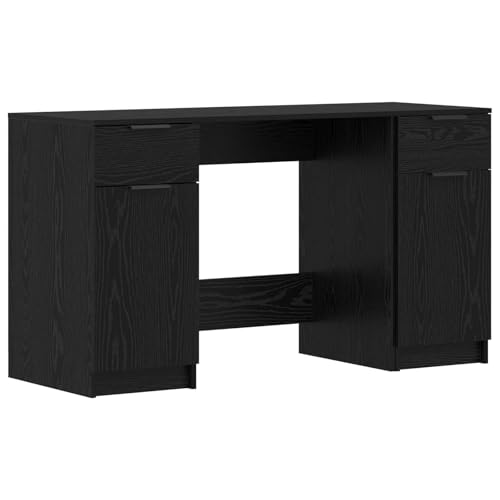 Bureau avec porte chêne noir bois d'ingénierie table de travail informatique 133cm - 3