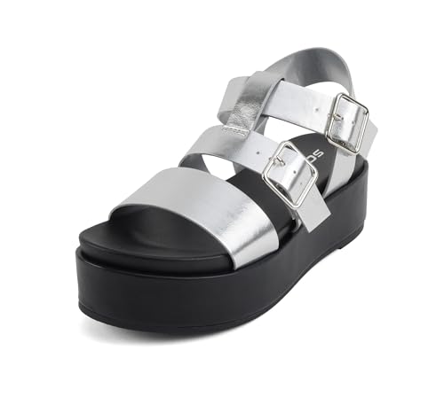 Image of Soda inchSTELLAR inch ~ Women Flatform Multi Strap Double Buckle Open Toe Ankle Strap Platform Wedge Sandals