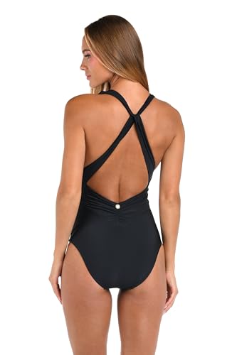 Sunshine 79 Women's One Piece Bathing Suit Deep Plunge Tummy Control Swimsuit2
