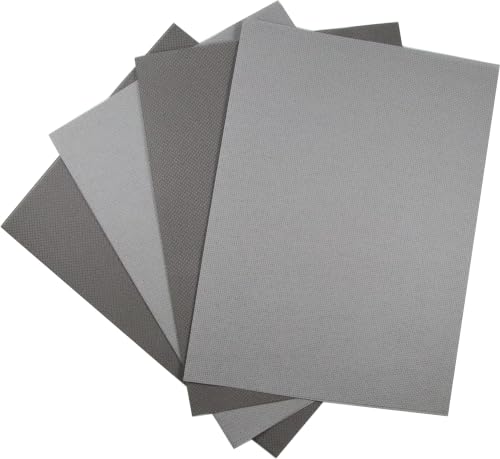 Image of KCS 4 /6 pc of 12 inch x 18 inch(30cmx45cm) 16 Count Cotton Aida Cloth Cross Stitch Fabric (4 pc,Medium Grey+Dark Grey)