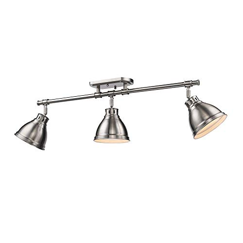 Golden Lighting Duncan Semi-Flush - Track Light Pewter with Pewter Shades