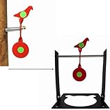2 in 1 Small Spinner Target Set Screwed-Type (in Wooden Surface) with Base (Indoor Use) Practising Rotary Target for Air Gun Slingshot Clay Ball Airsfot Air Rifle 4 Colors Option (Base-BDR)