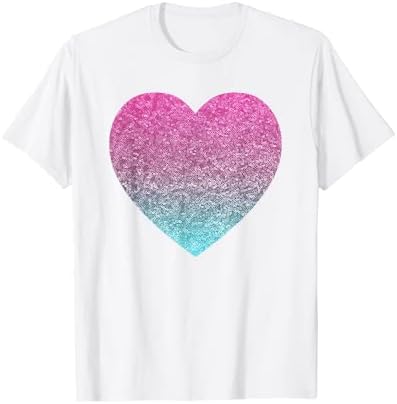 Glitter Heart T-Shirt Funny Girl's White/Purple/Yellow Tees