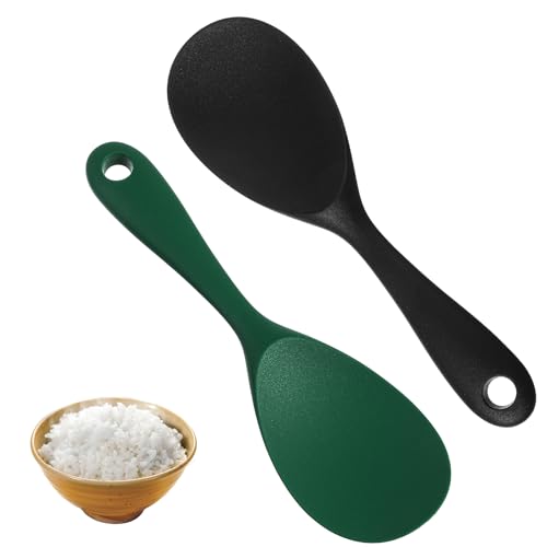 Ouligay 2 Stück Servierlöffel Reislöffel Silikon Kochlöffel, Antihaft Reiskocher Reislöffel 22x6.5cm Antihaft Kochlöffel Silikon Hitzebeständig...