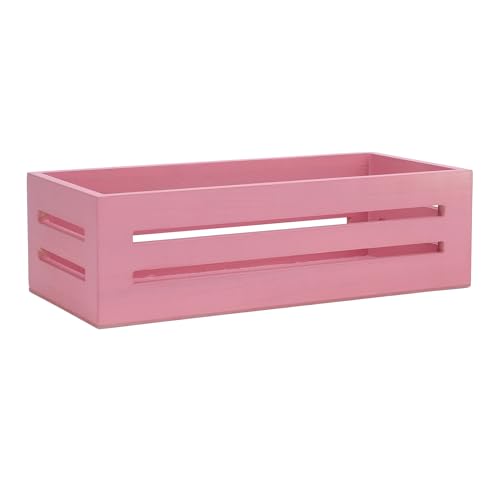 Wooden Storage Basket, Multifunctional Pink Organizer for Toilet Paper, Bathroom Organization