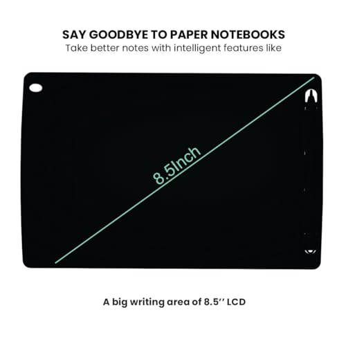 Portronics Ruffpad 8.5E Re-Writable LCD Writing Pad with Screen 21.5cm (8.5-inch) for Drawing, Playing, Handwriting Gifts for Kids & Adults,(Black)