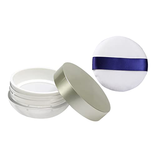 Vaguelly 1Pc Portable Loose Powder Box with Puff Compact Makeup Powder Case for Travel for Home and Salon Use Convenient Storage Color