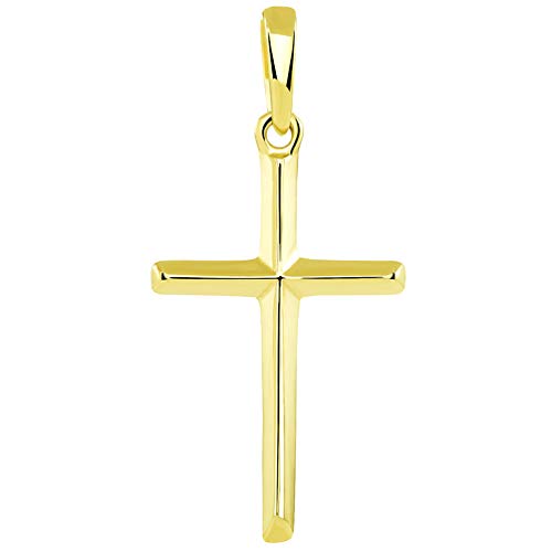 Jewelry America 14K Solid Yellow Gold Traditional Simple Religious Cross Pendant