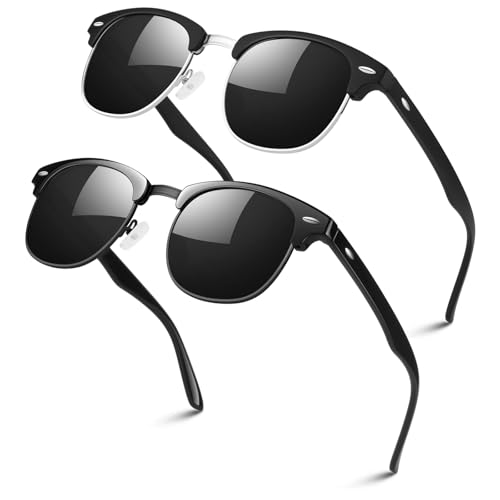 Image of LINVO丨Half Rim High-end Branded and Stylish Sunglasses丨Polarized and 100% UV Protected 丨Men & Women丨Medium丨Riding & Driving