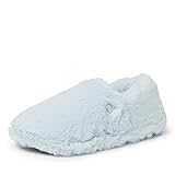 Dearfoams Women's Ellie Fluffy Snuggle Slipper, Blue Wash, M